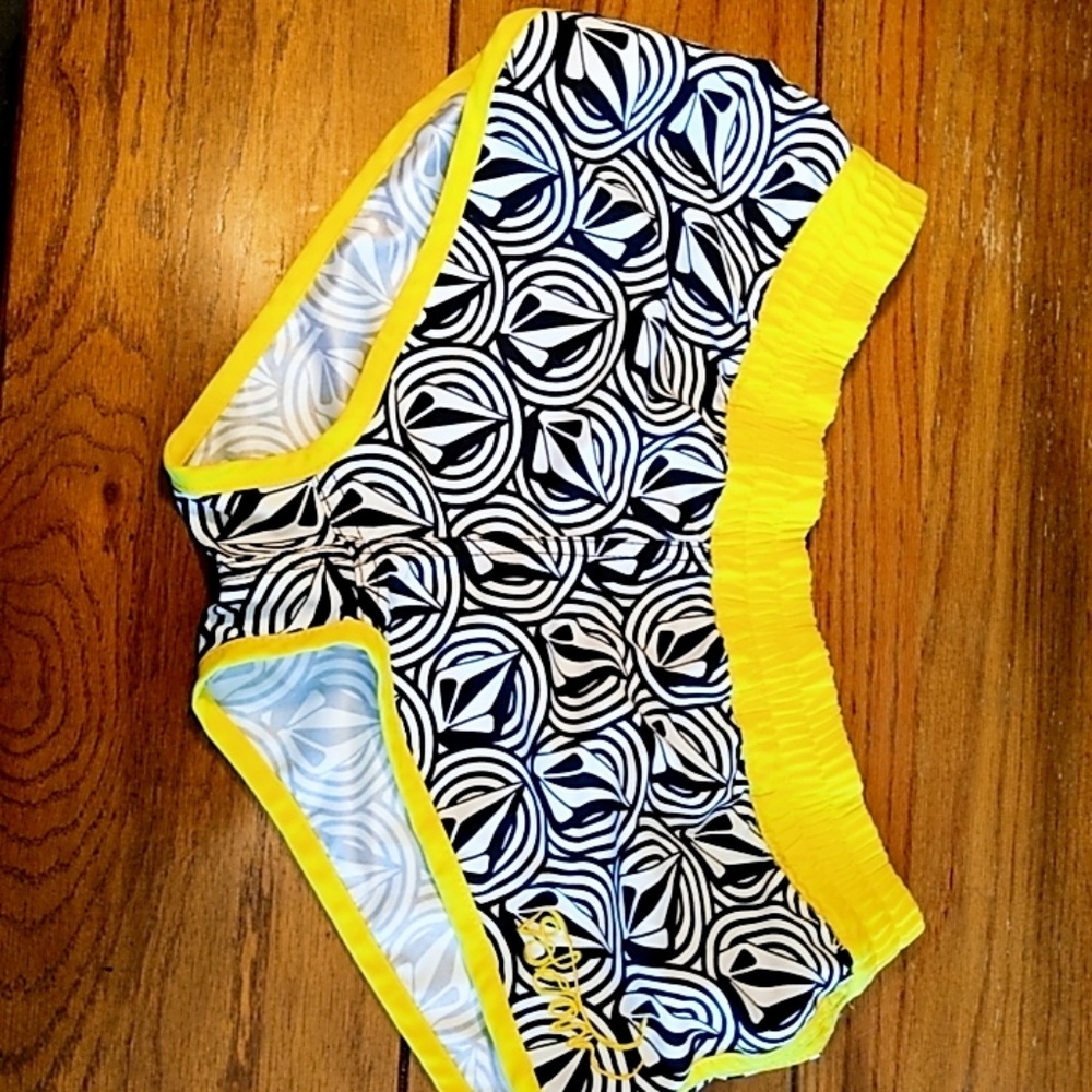 Volcom Yellow And Black Swim Bottoms